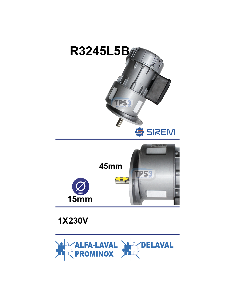 Motoréducteur R3245L5B arbre D:15 L:45