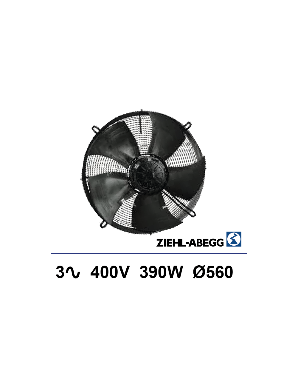 Ventilateur sur grille Ziehl-abegg 3x230/400V 390W Ø560mm