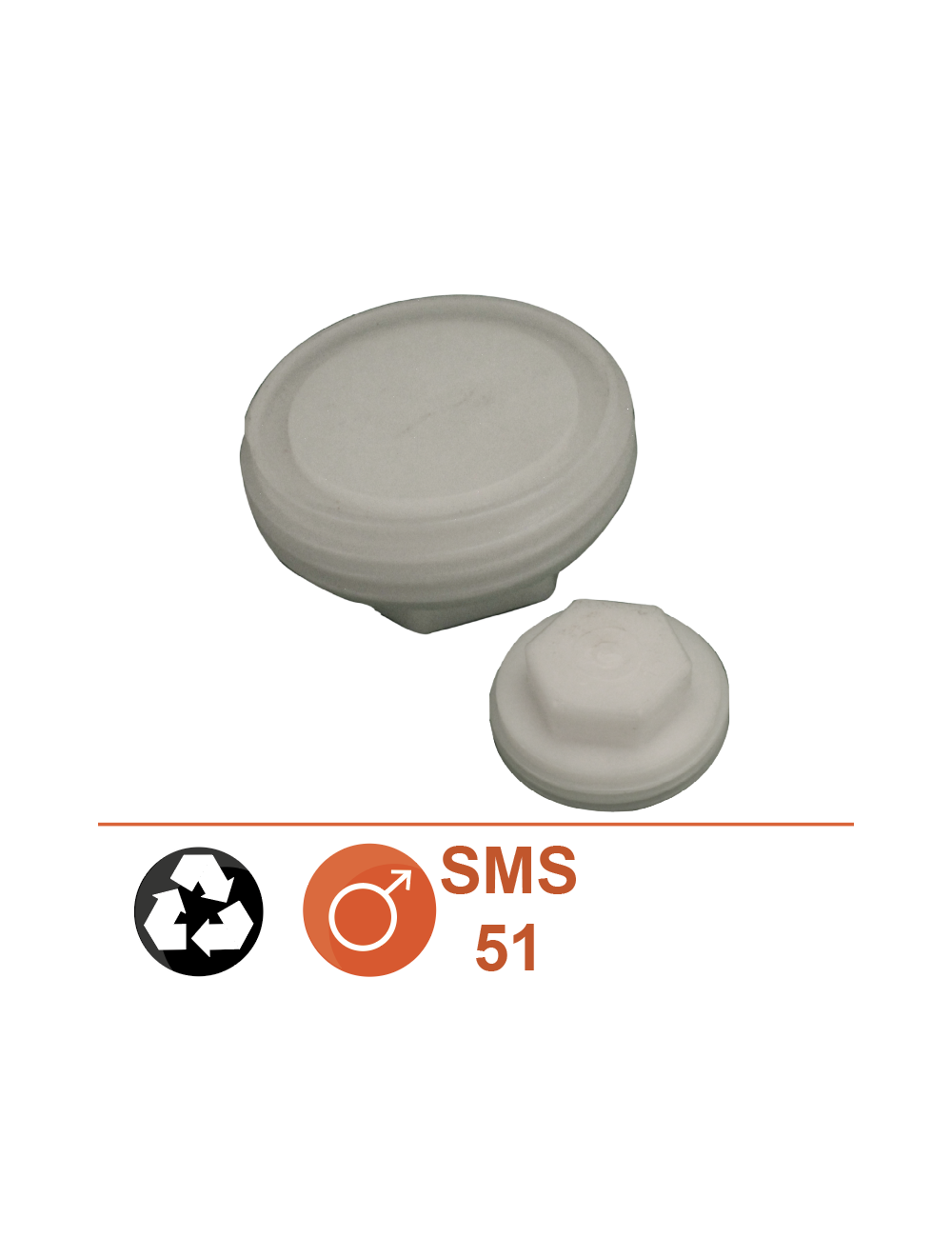 Bouchon plastique de nez fileté mâle SMS Ø51 Bouchon plastique de nez fileté mâle SMS Ø51