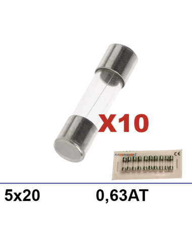 Boite 10 fusibles 5x20 0,63A