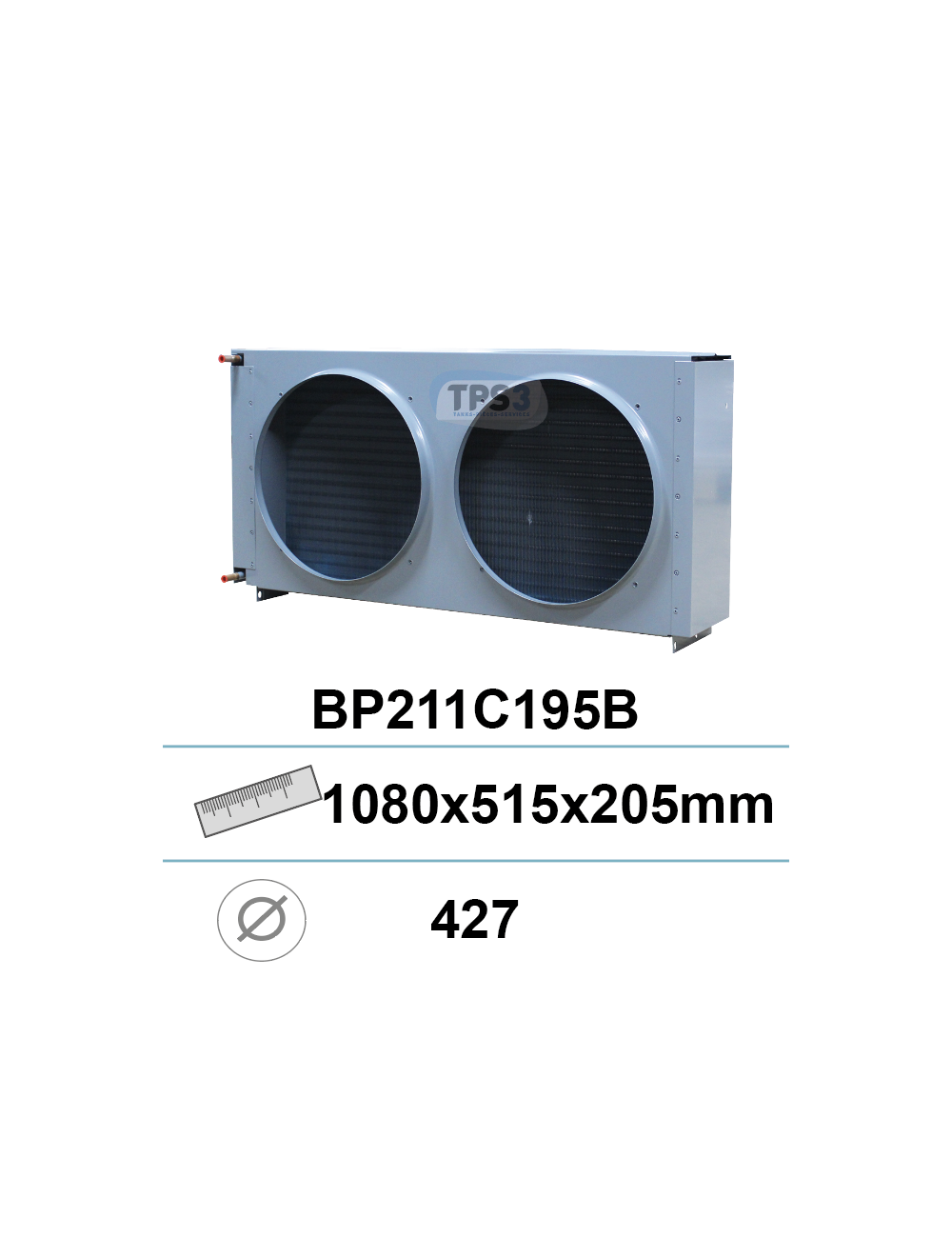 Condenseur type BP211C195B 1080x515x205 2 ouies 427mm Condenseur type BP211C195B 1080x515x205 2 ouies 427mm