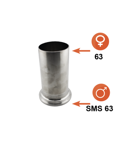 Embout lisse 63 avec douille pour écrou SMS Ø63 L:100mm