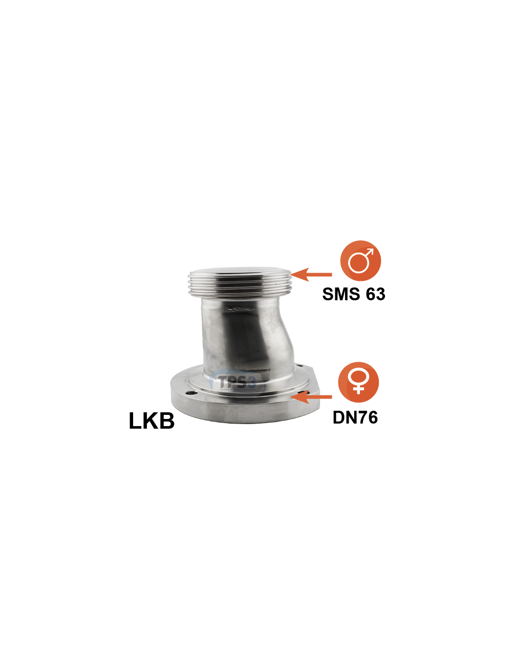 Demi corps de vanne LKB DN76 / mâle SMS63
