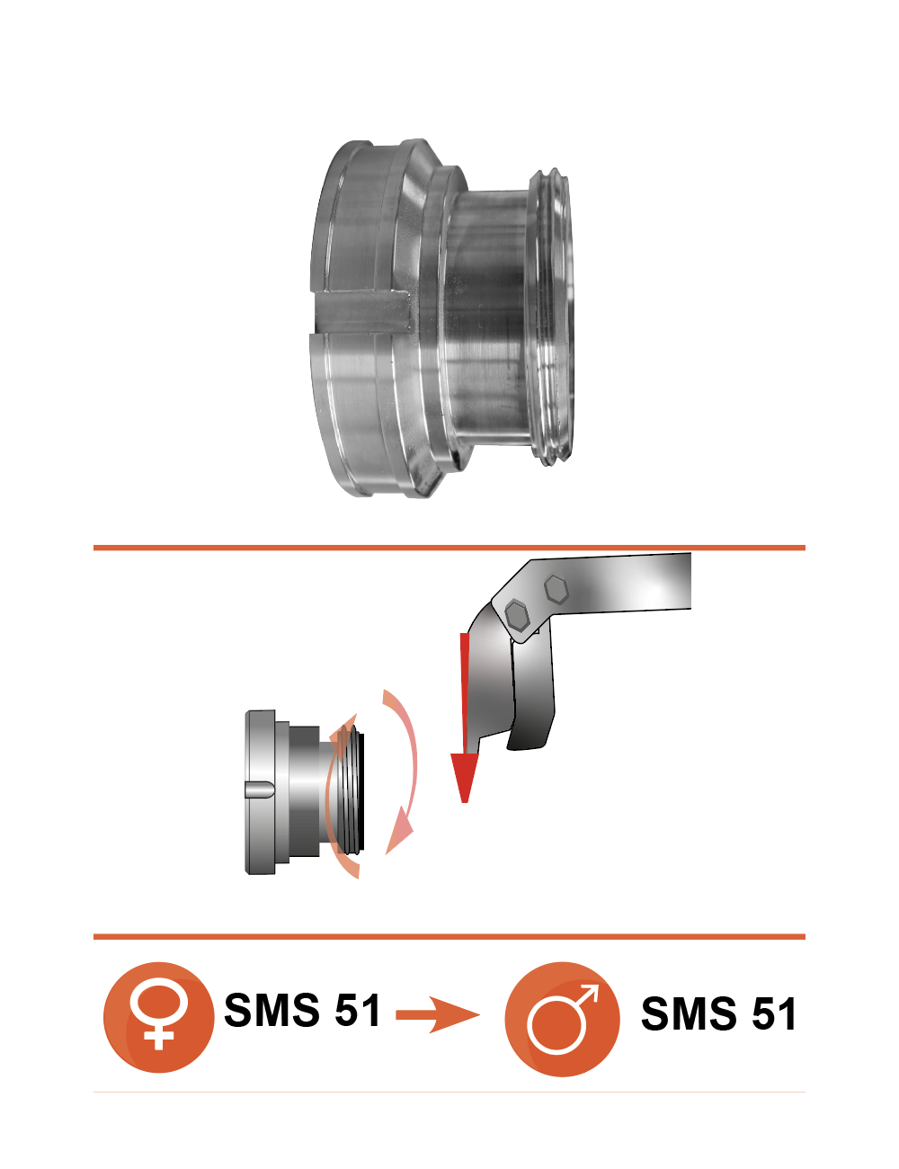 Raccord femelle SMS Ø51 / raccord rapide Raccord femelle SMS Ø51 / raccord rapide