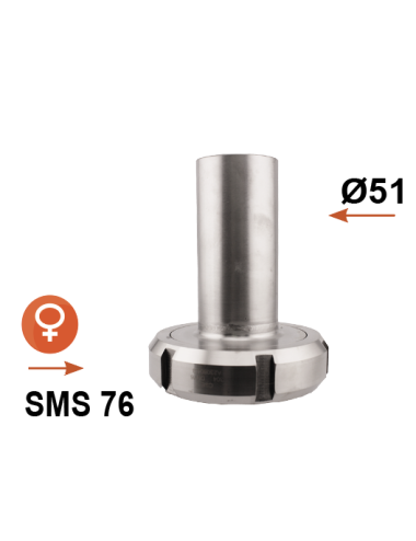 Réduction inox femelle SMS Ø76 / lisse Ø51
