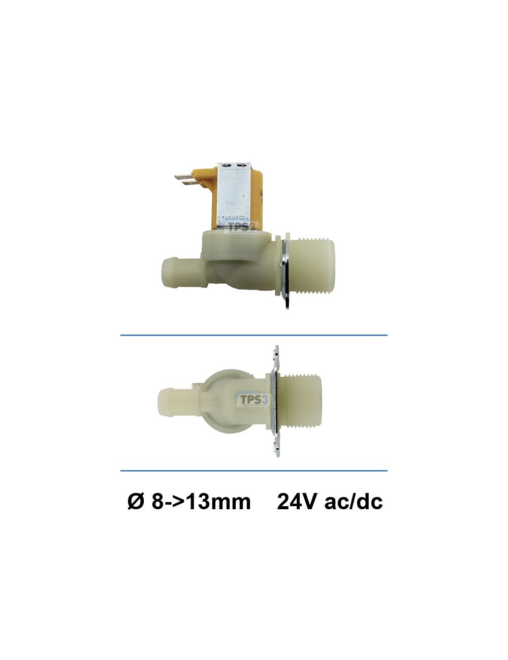 Electrovanne d'arrivée d'eau simple droite 24V DN 8-13