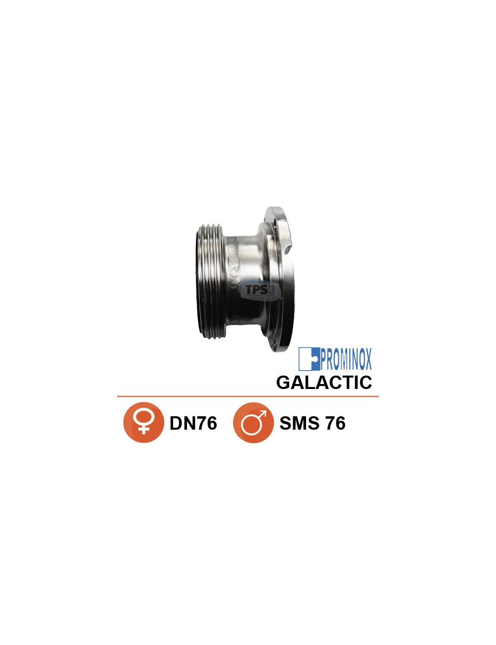 Demi corps de vanne DN76 / SMS76 mâle (Galactic Prominox)