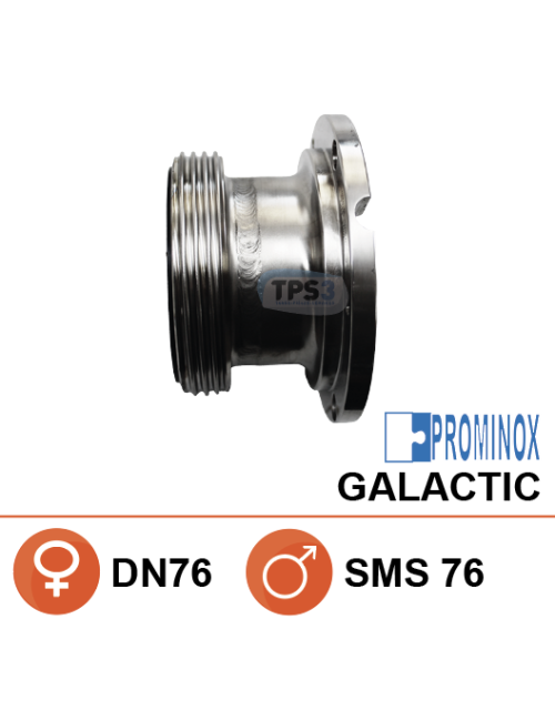 Half-body valve DN76 / SMS76 male for Galactic (Prominox)