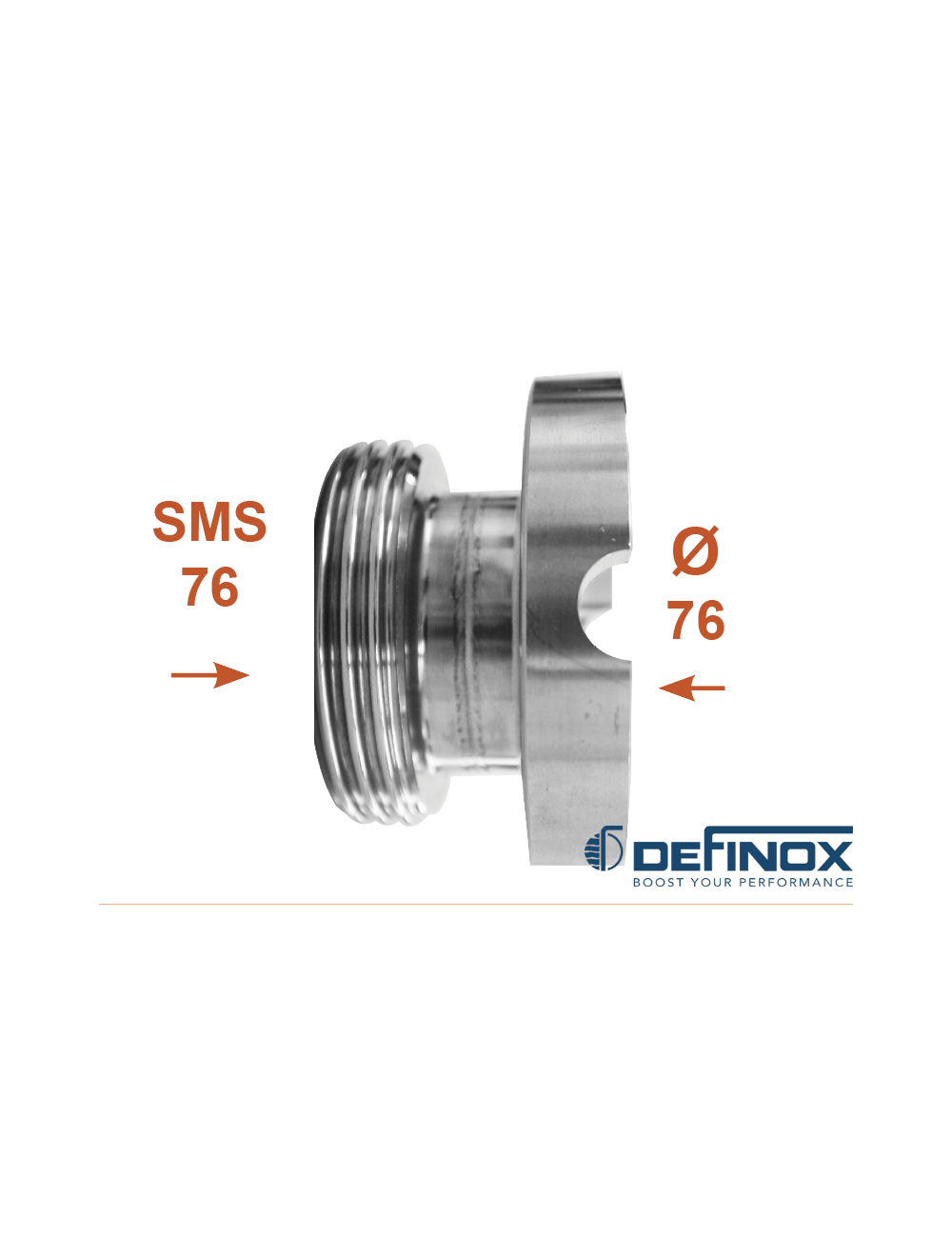 Demi corps de vanne Definox 3'' SMS Ø76 Demi corps de vanne Definox 3'' SMS Ø76