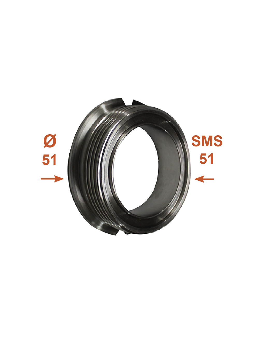 Demi corps de vanne LK 2'' SMS Ø51 Demi corps de vanne LK 2'' SMS Ø51