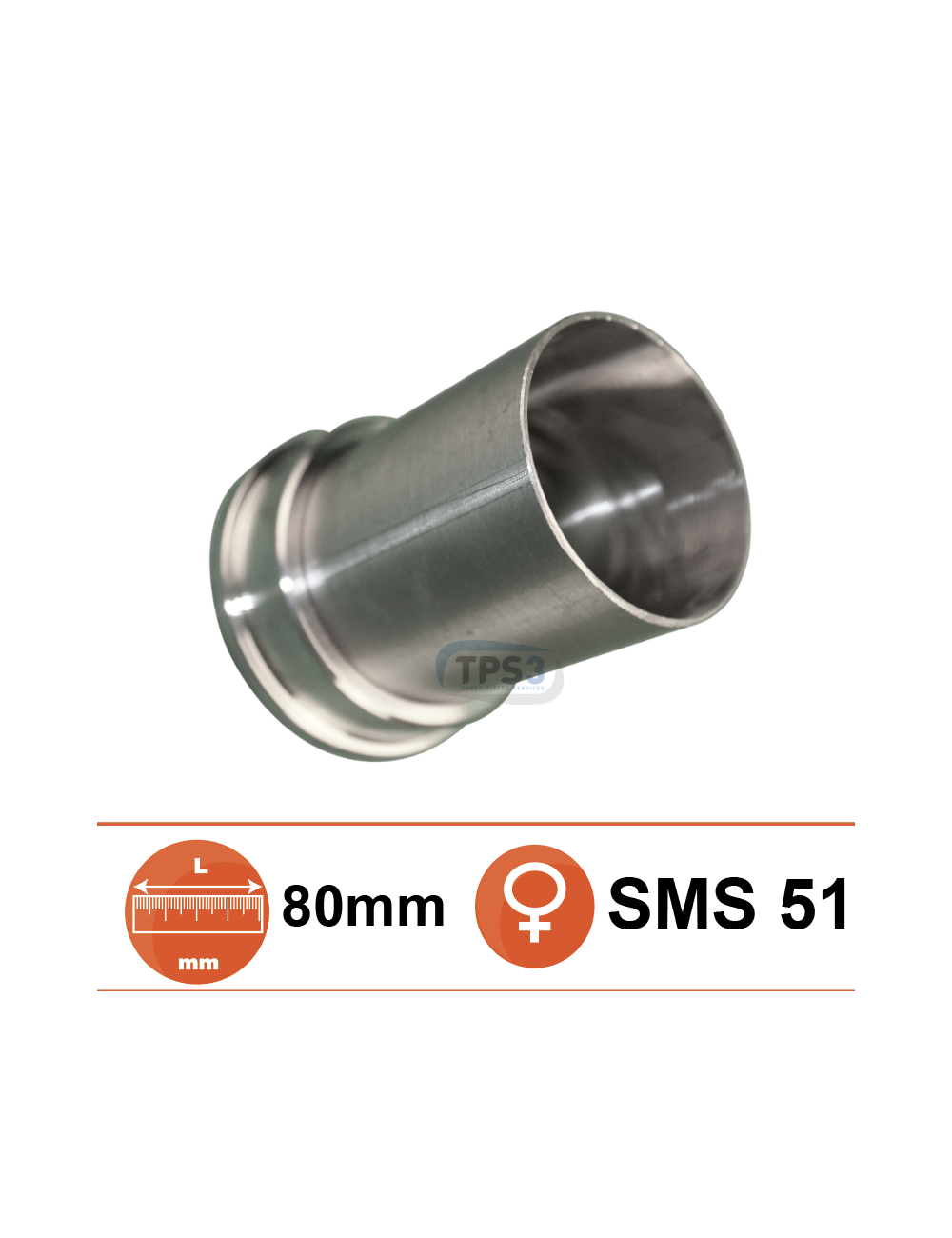 Embout lisse 51 avec douille pour écrou SMS Ø51 L:100mm