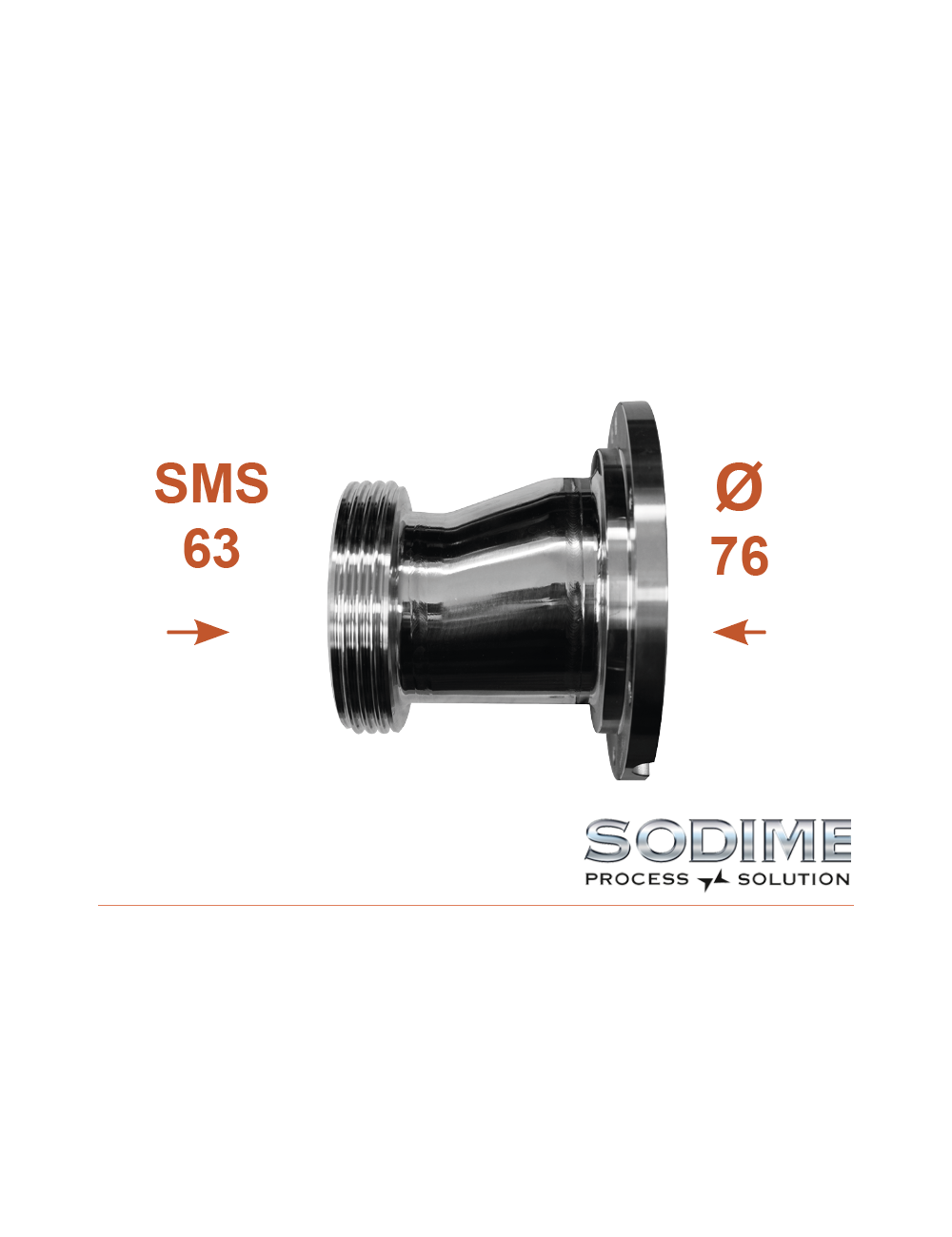 Demi corps de vanne Sodime 3'' SMS Ø63 Demi corps de vanne Sodime 3'' SMS Ø63