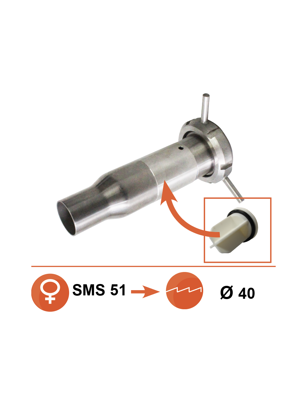 Entrée de lait par le bas version vissée SMS51/40