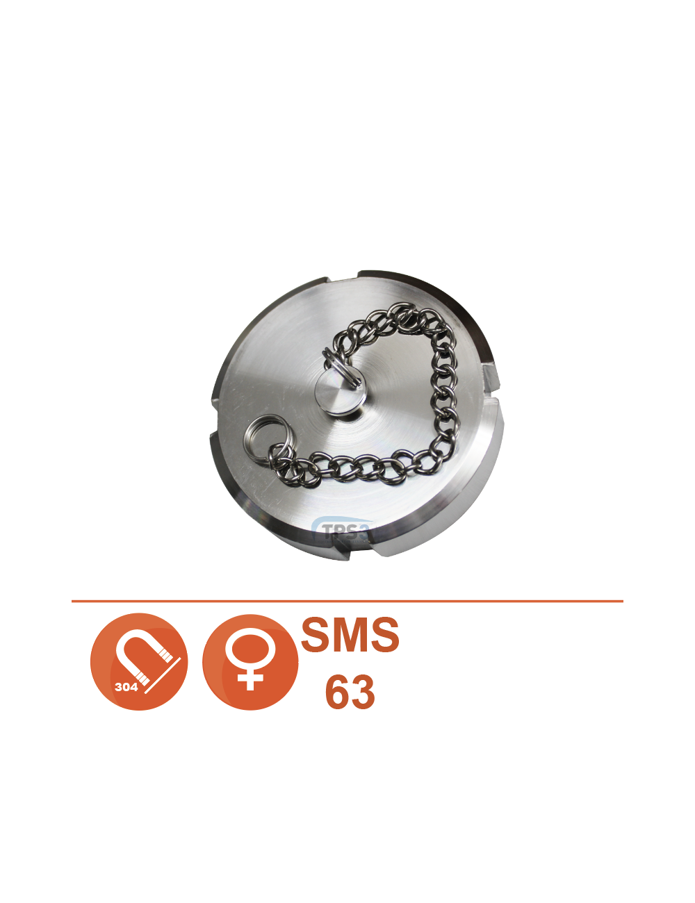 Bouchon inox de nez fileté femelle SMS Ø63 Bouchon inox de nez fileté femelle SMS Ø63
