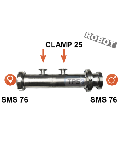 Manchette arrivée de lait male/femelle SMS76 - 2 x clamp 25