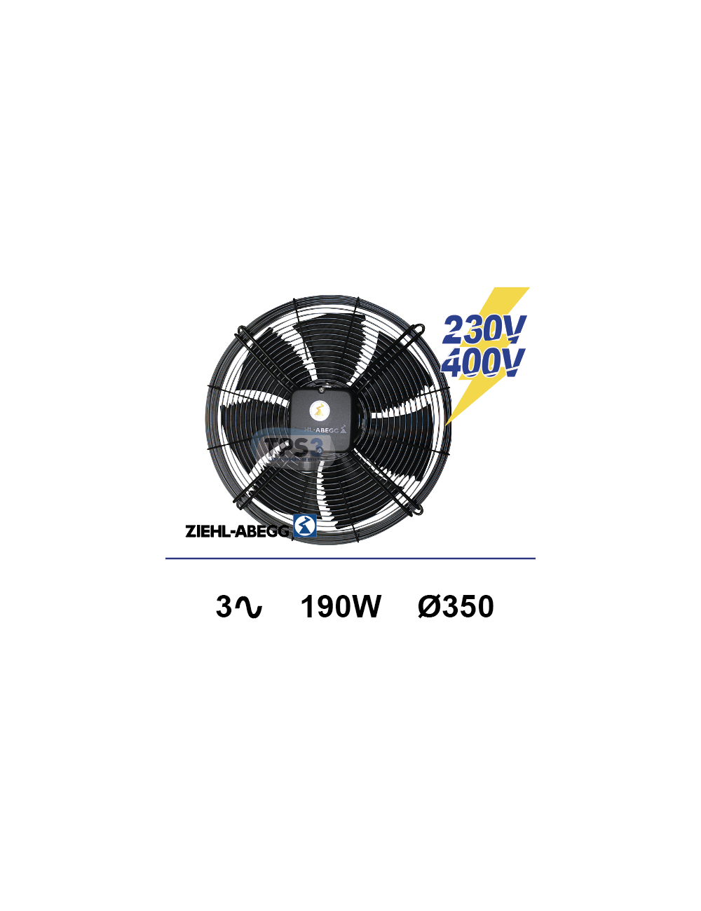 Ventilateur sur grille Ziehl-abegg 3x230/400V Ø350mm Ventilateur sur grille Ziehl-abegg 3x230/400V Ø350mm