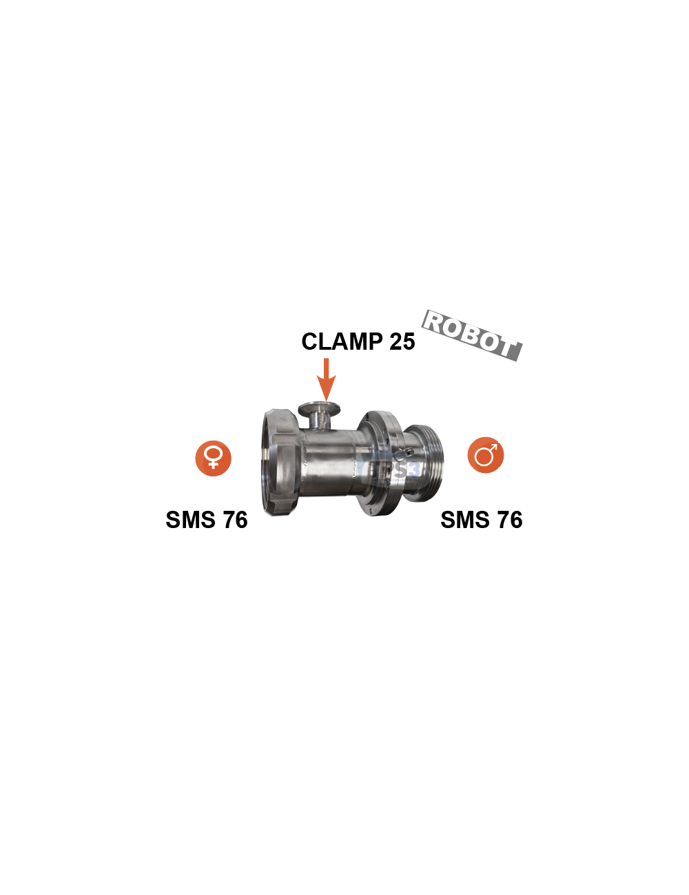 Manchette arrivée de lait male/femelle SM76 - 1 x clamp 25