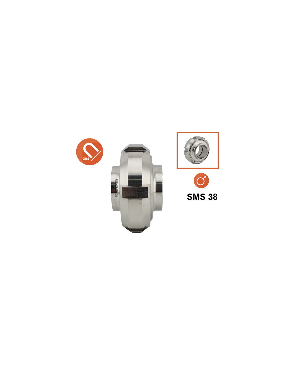 Bouchon inox de nez fileté male SMS 38