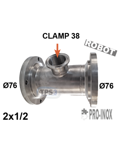 Manchette arrivée de lait 2x1/2 vanne Pro-Inox 76 - 1x clamp 38