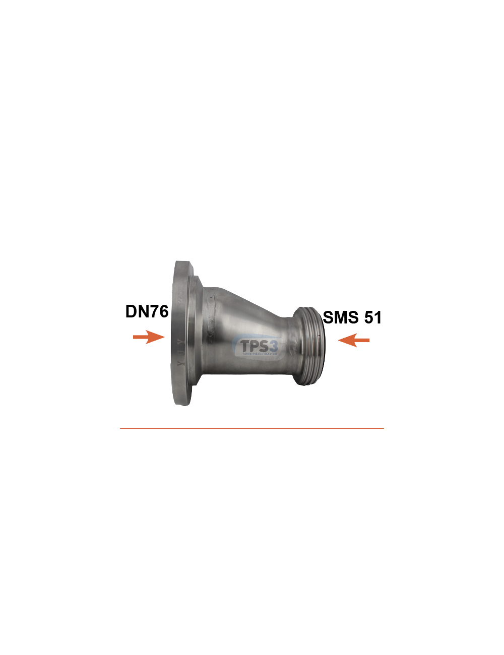 Semicuerpo de válvula DN76 / SMS 51 (Pro-Inox)