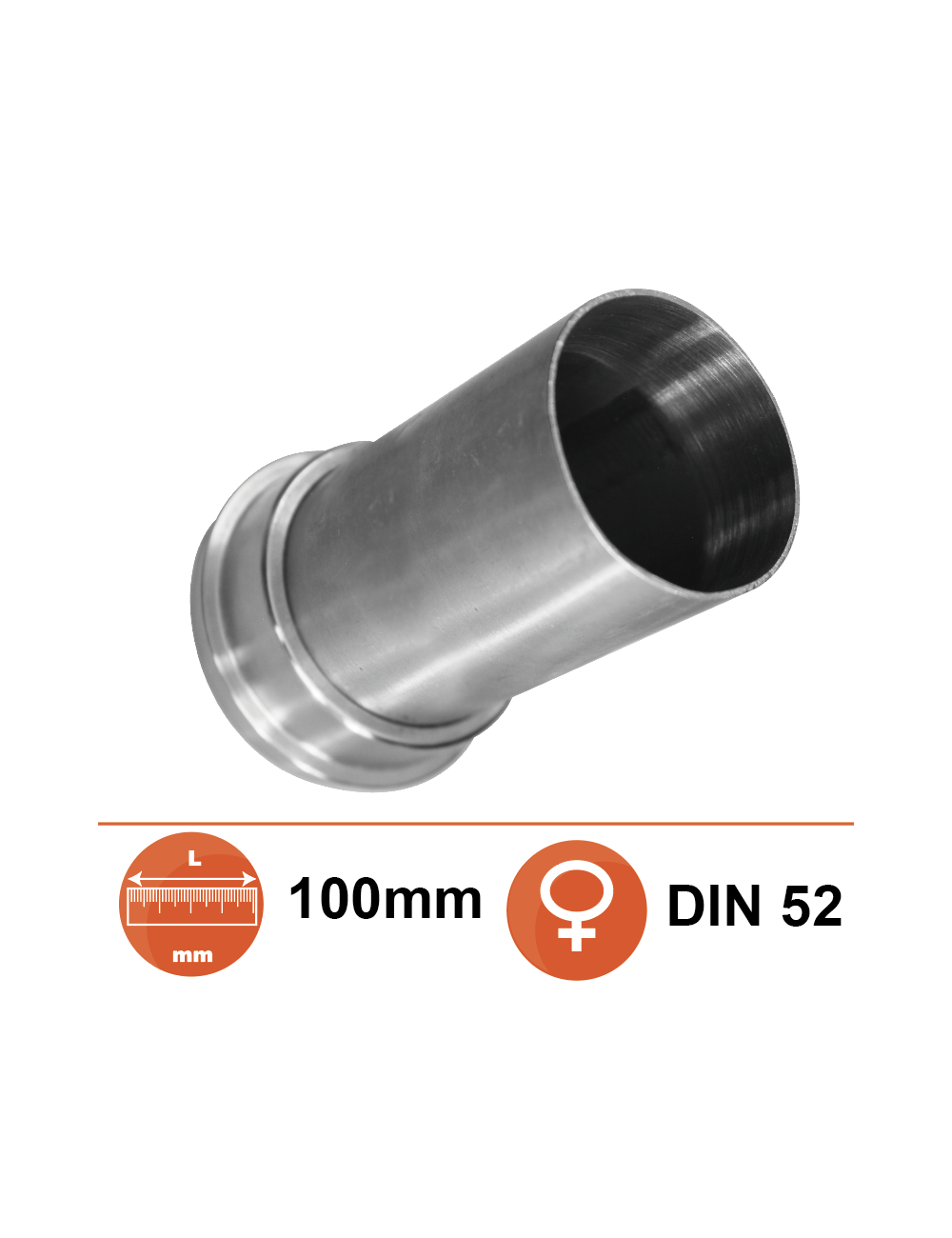 Embout lisse 50 avec douille pour écrou DIN Ø50 L:100mm Embout lisse 50 avec douille pour écrou DIN Ø50 L:100mm