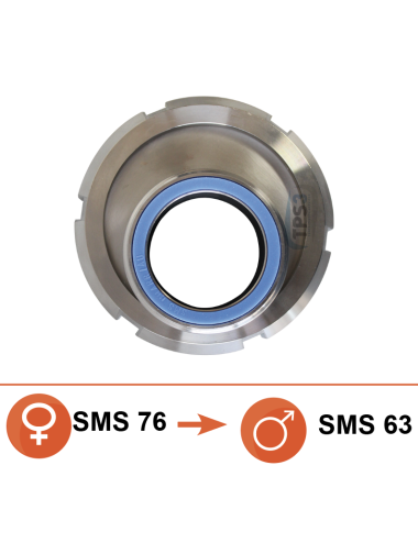 Réduction inox femelle SMS Ø76 / mâle SMS Ø63