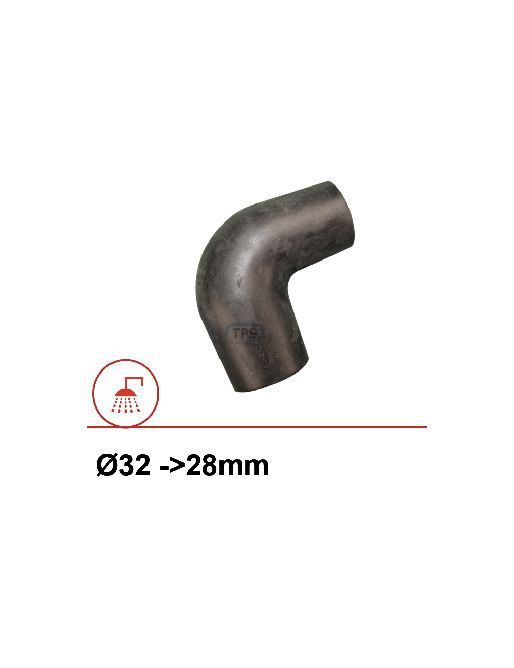 Coude caoutchouc 90° réduit Ø32/28 Coude caoutchouc 90° réduit Ø32/28