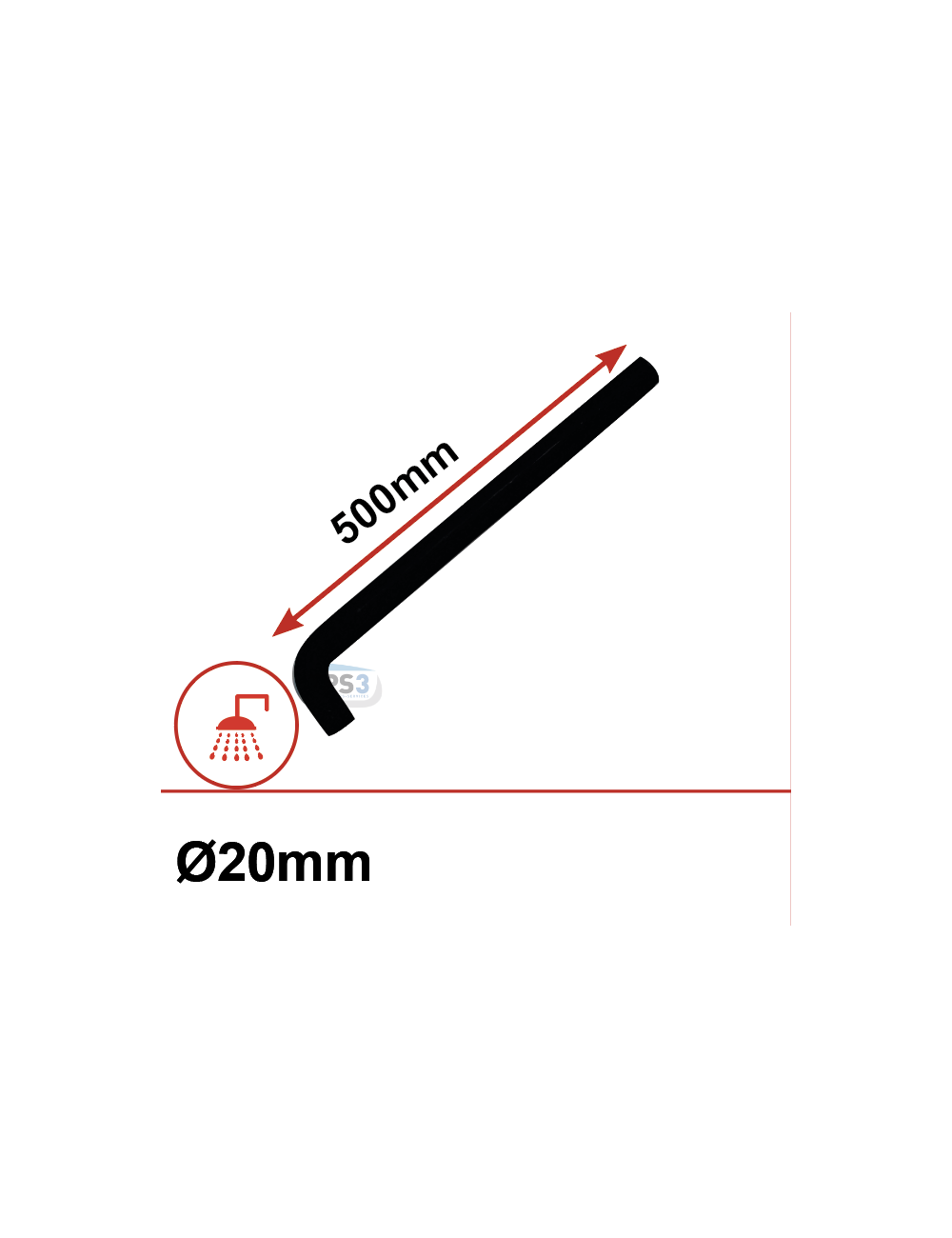 Coude caoutchouc 90° Ø20 long: 500 Coude caoutchouc 90° Ø20 long: 500