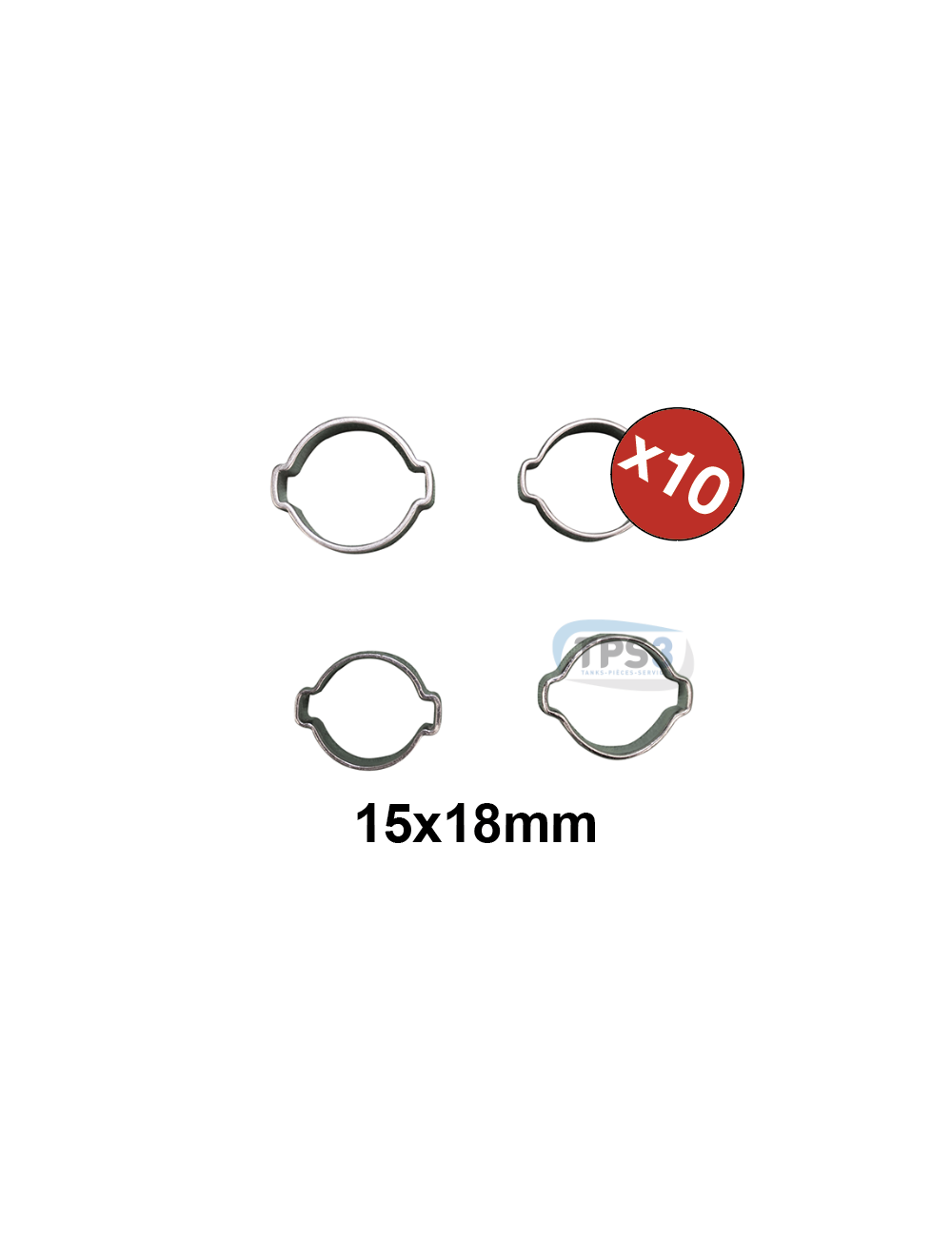 Collier en inox 15/18, par sachet de 10 Collier en inox 15/18, par sachet de 10