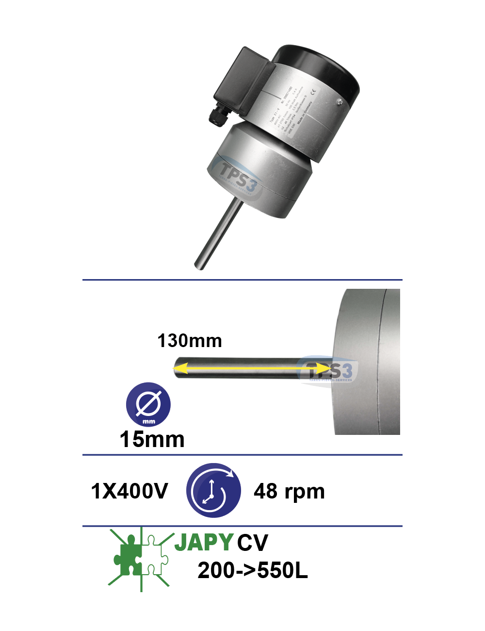 Motoréducteur adaptable type F japy 400V