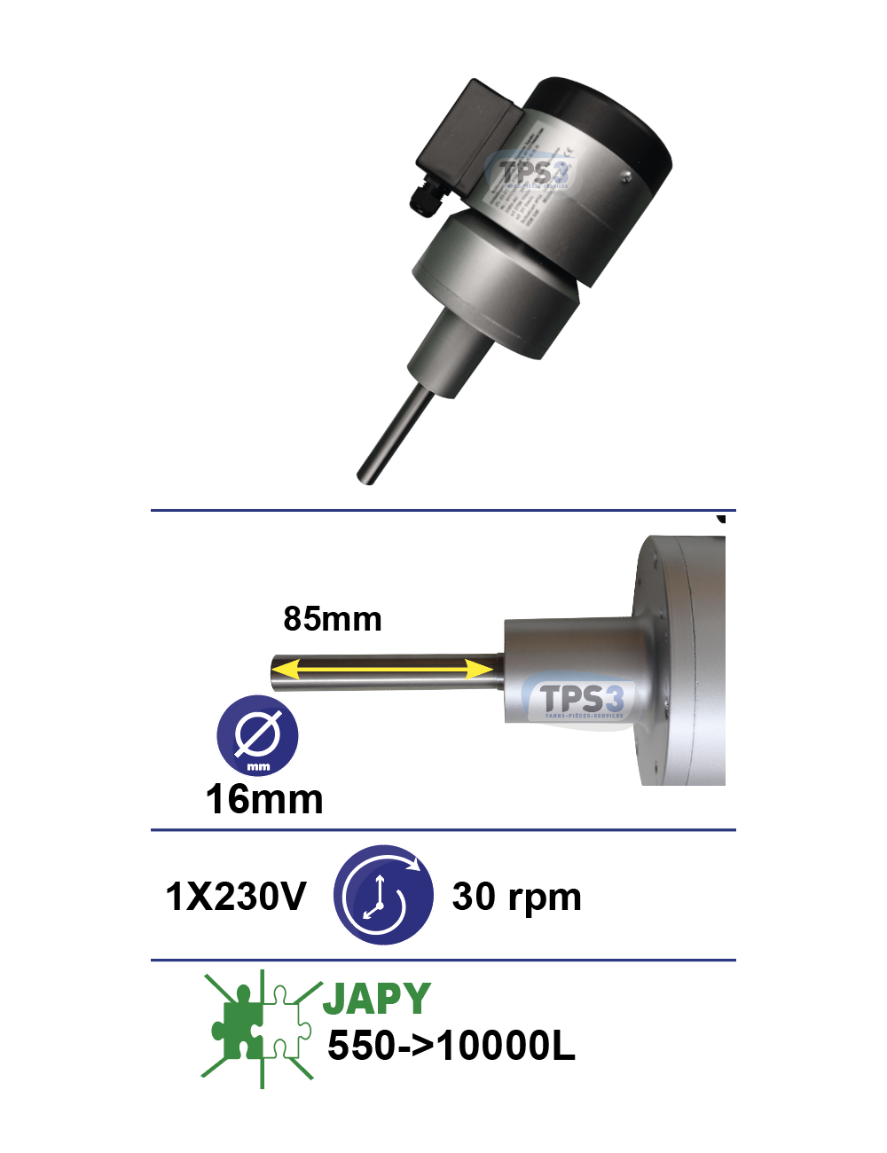 Motoréducteur adaptable type D Japy 230V