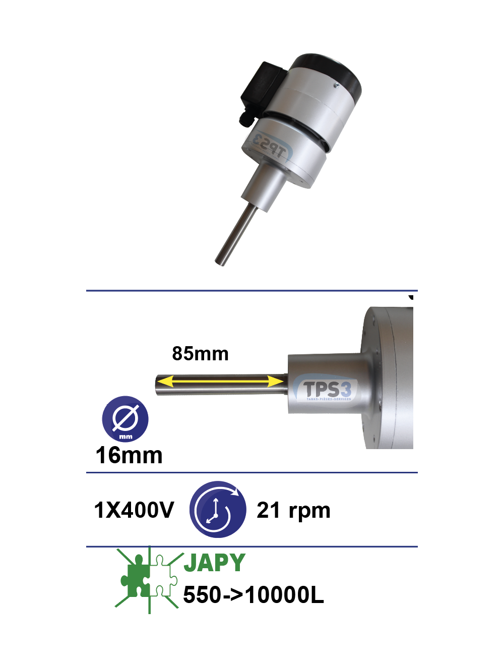Motoréducteur adaptable type D japy 400V