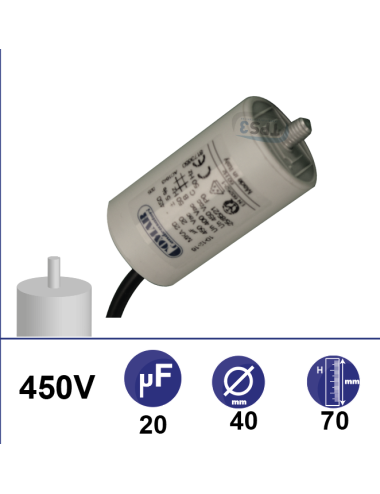 Condensateur 20µF 450V avec tige de fixation