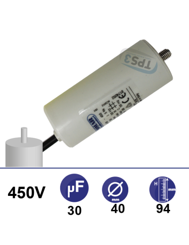 Condensateur 30µF 450V avec tige de fixation