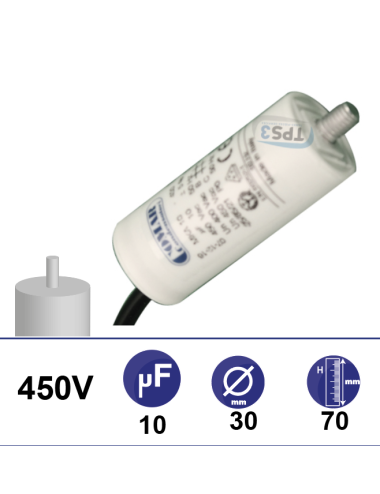 Condensateur 10µF 450V avec tige de fixation