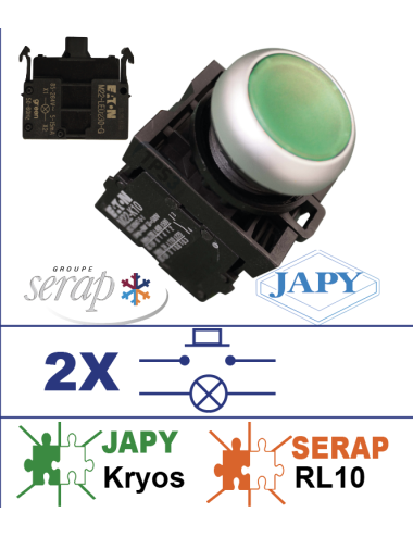 Bouton poussoir lumineux vert