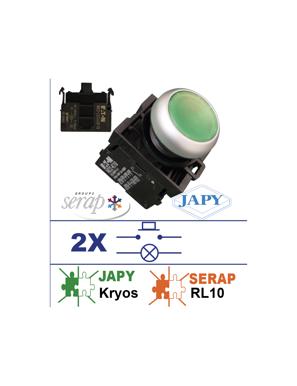 Bouton poussoir lumineux vert Bouton poussoir lumineux vert