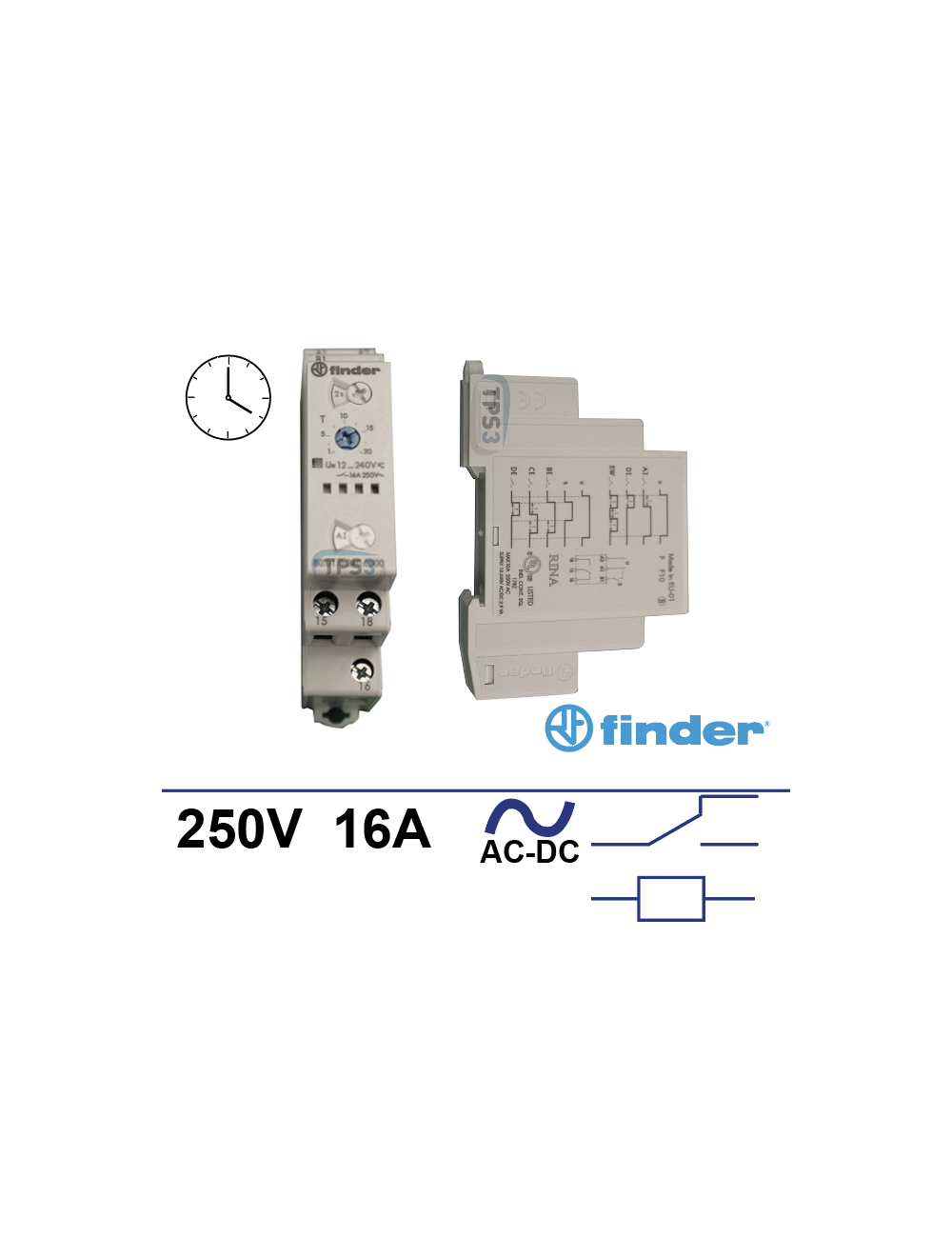 Relais temporisé 6 fonctions 16A 12-240V AC/DC Relais temporisé 6 fonctions 16A 12-240V AC/DC