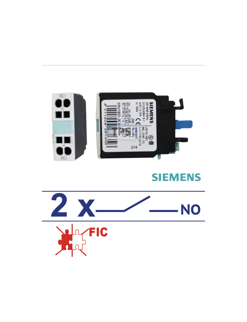 Contact auxiliaire 2NO pour contacteur SIRIUS Contact auxiliaire 2NO pour contacteur SIRIUS