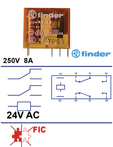 Relais 2 inverseurs 24V AC