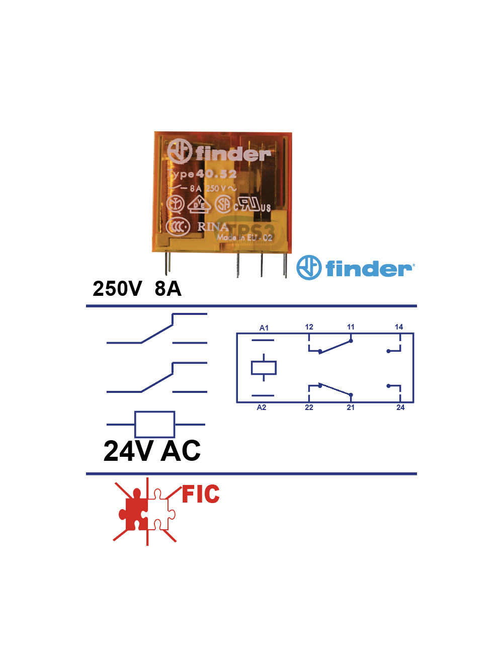 Relais 2 inverseurs 24V AC