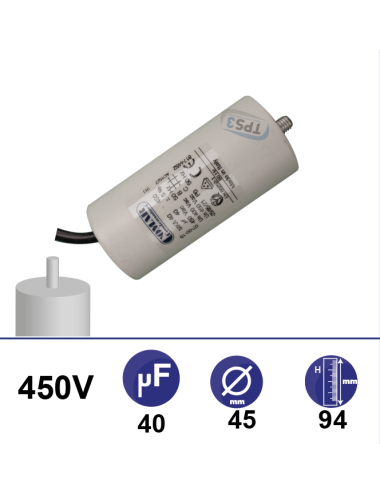 Condensateur 40µF 450V avec tige de fixation