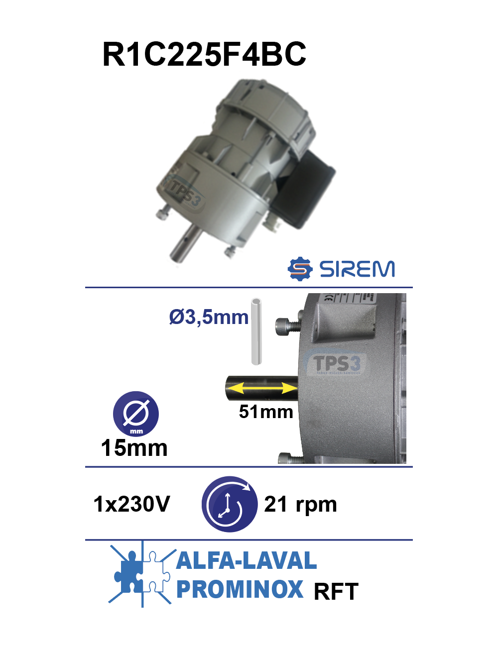 Motoréducteur R1C225F4BC 21tr/min arbre D:15 L:51 Motoréducteur R1C225F4BC 21tr/min arbre D:15 L:51
