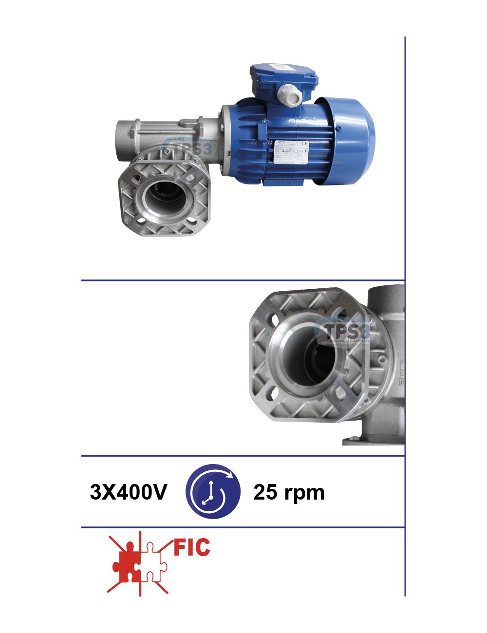 Motoréducteur de substitution FIC 3x400V 24 tr/min