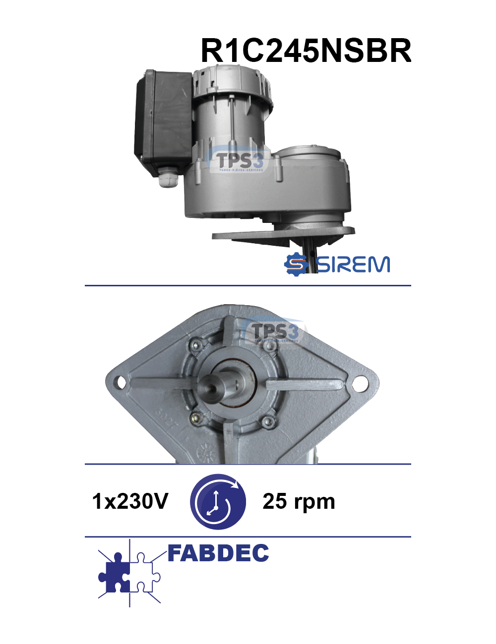 Motoréducteur R1C245NSBR 25tr/min arbre Fabdec