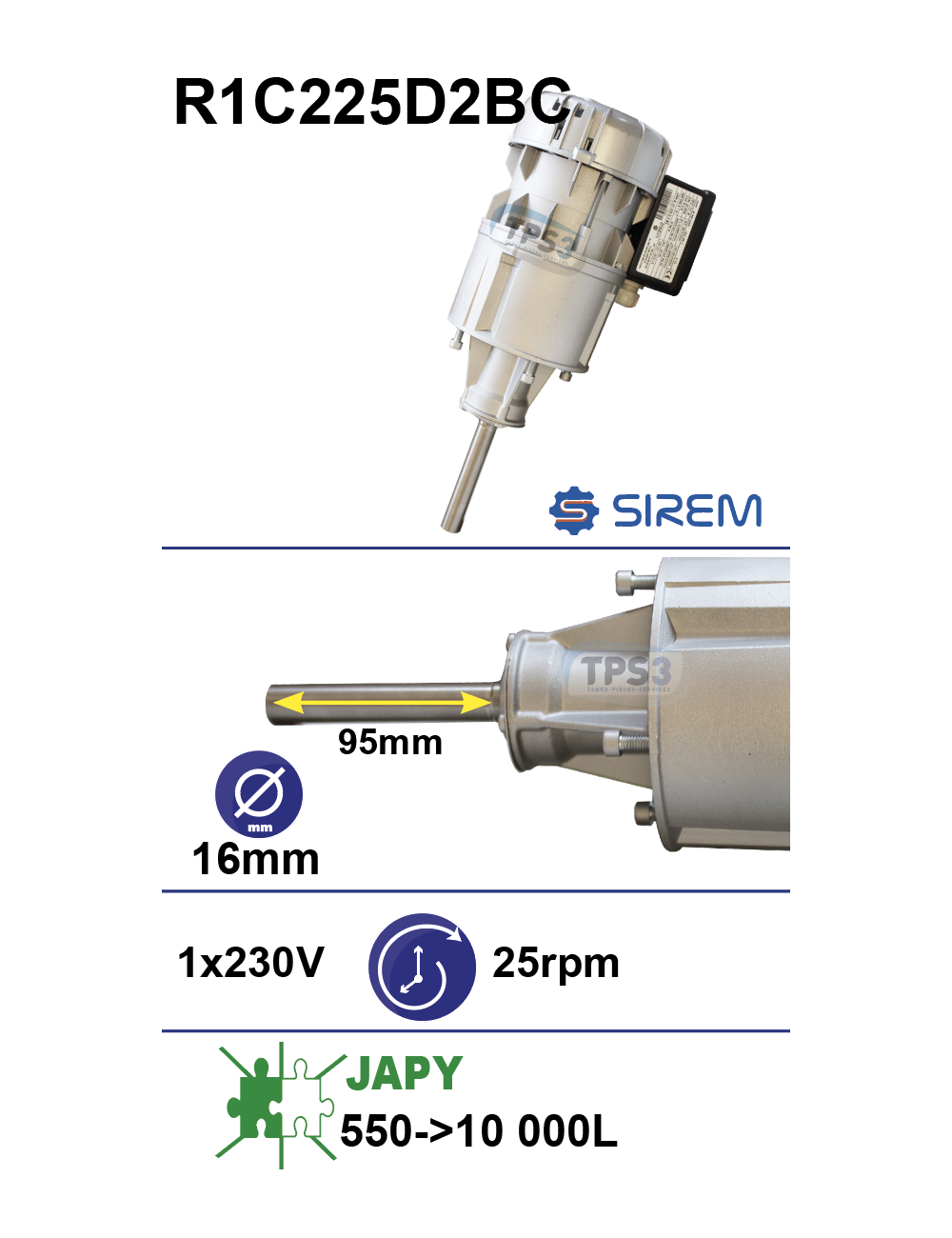 Motoréducteur R1C225D2BC 25tr/min arbre D:16 L:92 Motoréducteur R1C225D2BC 25tr/min arbre D:16 L:92