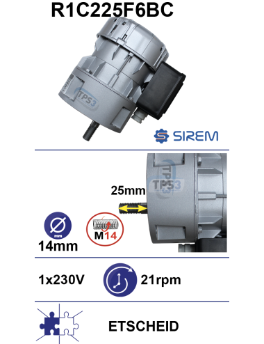 Motoréducteur R1C225F6BC 21tr/min arbre D:14 L:33 M14