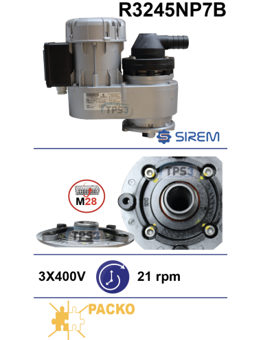 Motoréducteur R3245NP7B 21tr/min arbre creux fileté M28