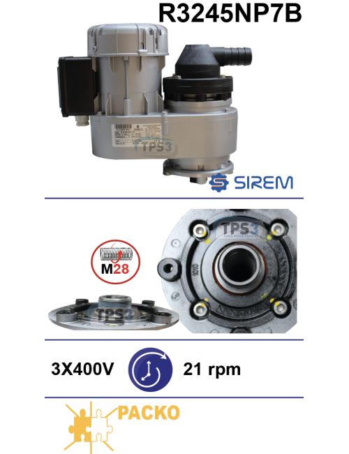 Motoréducteur R3245NP7B 21tr/min arbre creux fileté M28